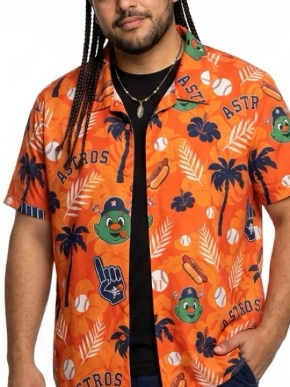 Source Unknown Orange Houston Astros Tropical Button-Up Shirt